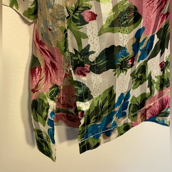 Victoria’s Secret Gold Label Relaxed Fit Semi Sheer Floral Pajama Top Small - Picture 4 of 10